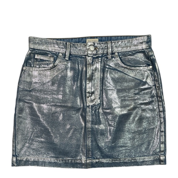 Pilcro Light Blue with silver metallic Mini Skirt - Picture 6 of 10